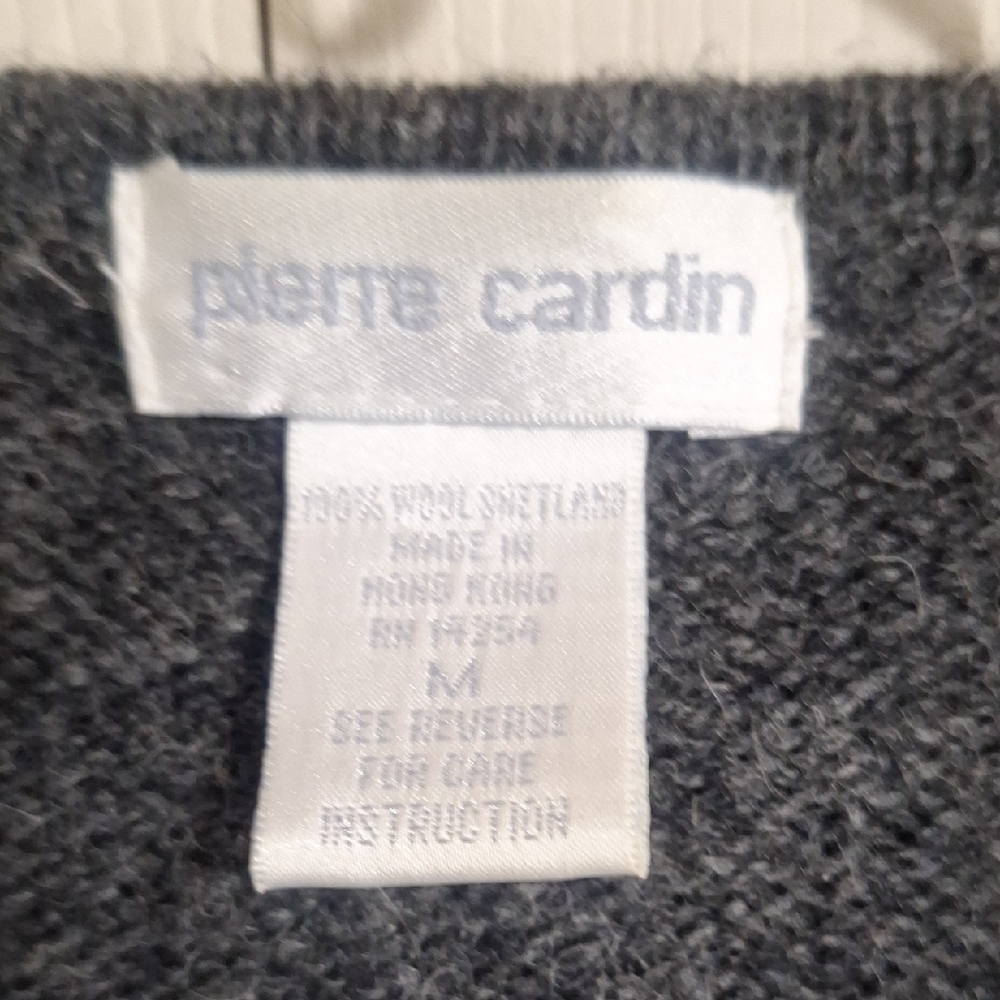 Vintage Pierre Cardin Women's Cardigan Sweater - M - Charcoal Gray - Picture 2 of 6
